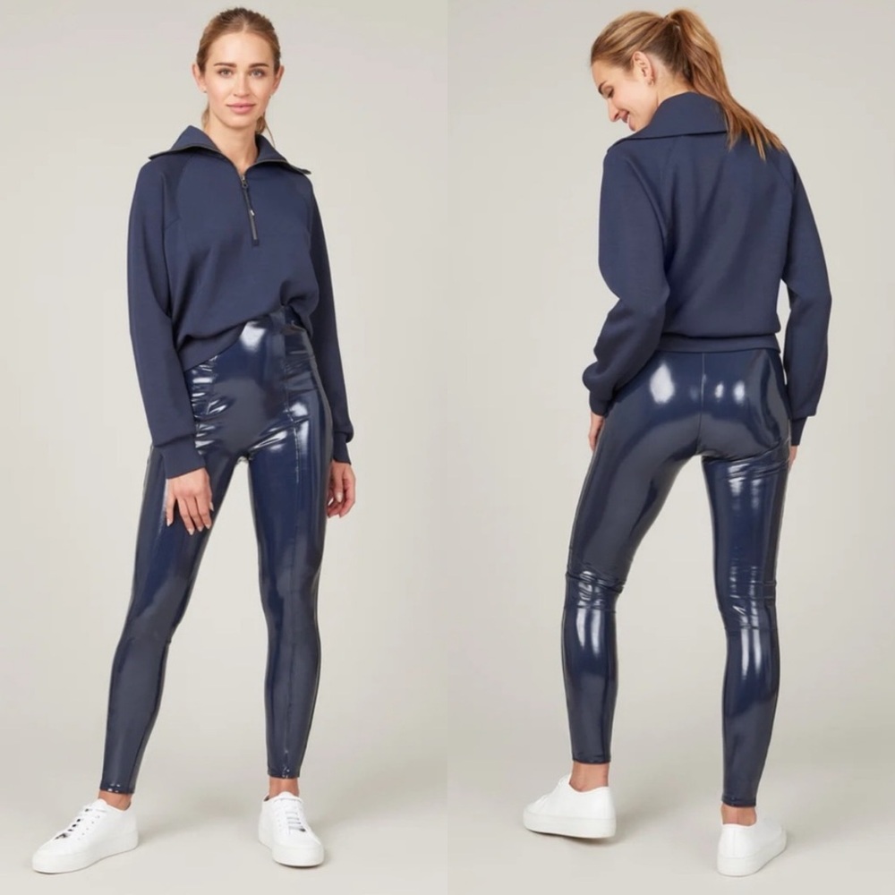 Spanx Faux Patent Leather Leggings Ankle Port
Navy